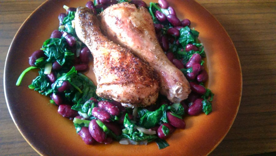 kurczak ze szpinakiem i fasolą